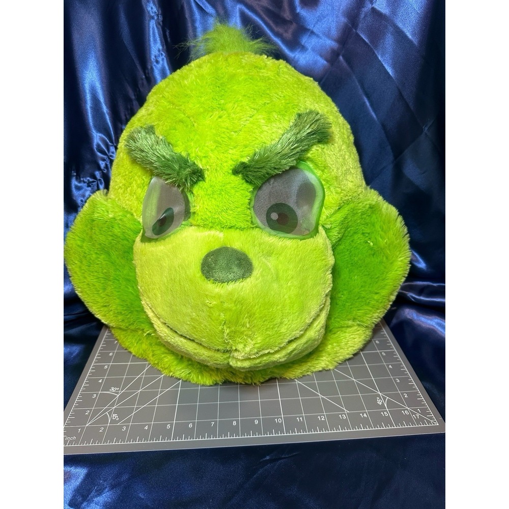 Grinch Mask XL 20"x19" Christmas Plush Headpiece How the Grinch Stole Christmas